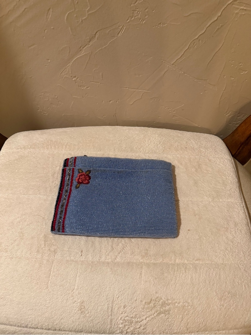 Mary Frances Red and Light Blue Beaded Clutch - Picture 4 of 4